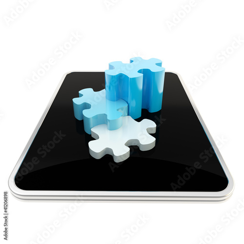 Puzzle pieces on mobile pad...