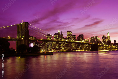 Brooklyn Bridge and Manhattan at sunset  New York
