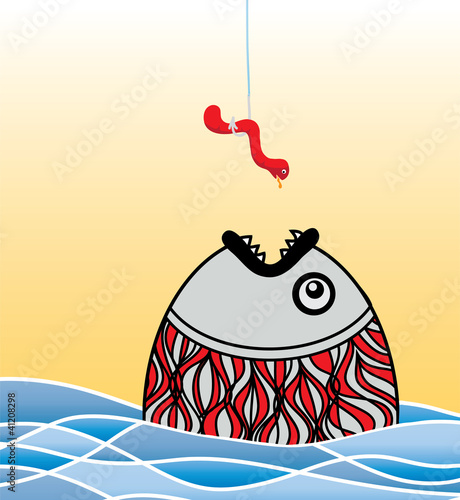 sly and hungry fish a worm