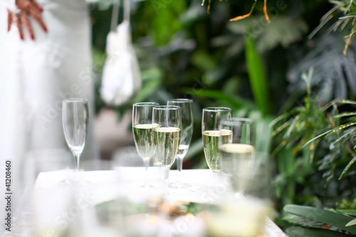 Wedding glasses filled with champagne