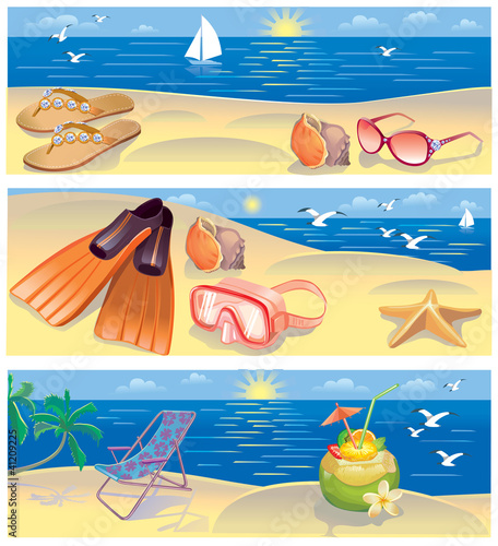 Beach vacation banners