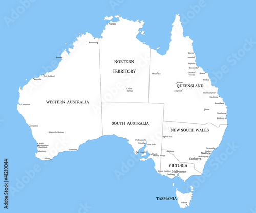 Map Of Australia with major Towns and Cities