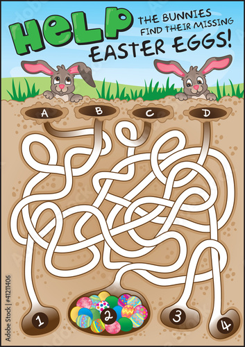 Photography A fun easter puzzle for children. Find the candy eggs!