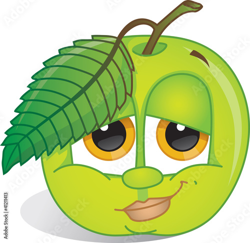 Green apple character for apple-flavored fruit candy