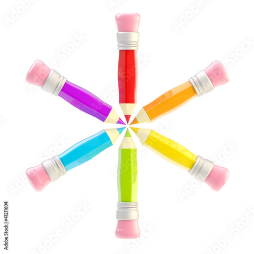 Composition of rainbow pencils