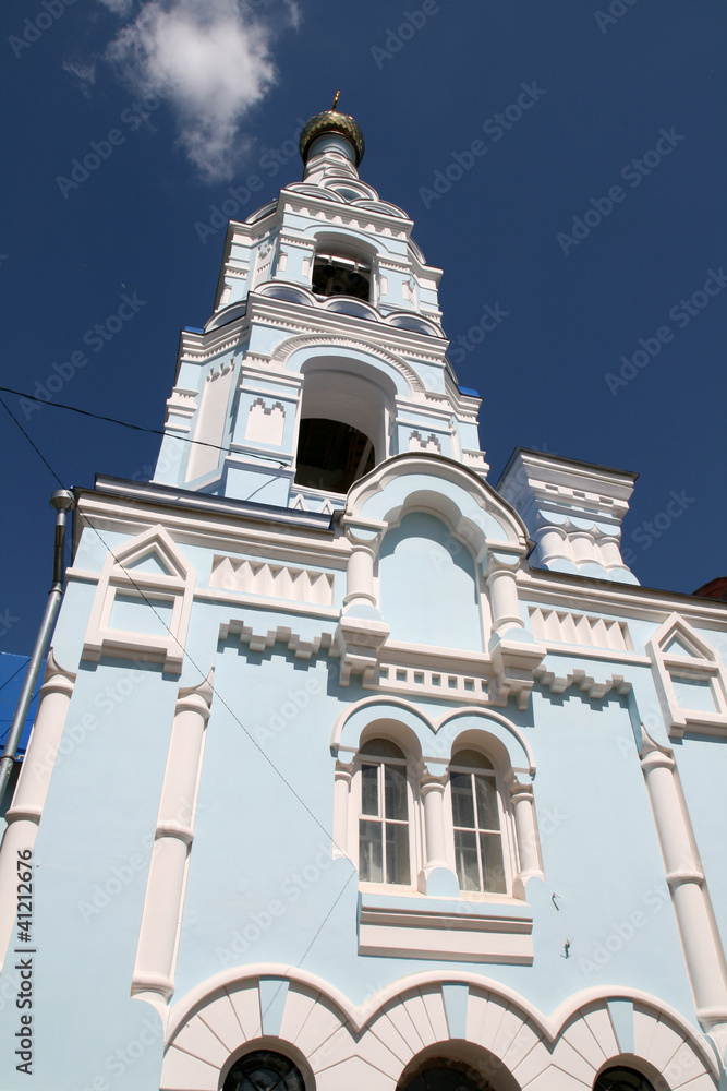Fototapeta premium Bell tower of monastery in Maloyaroslavets Russia