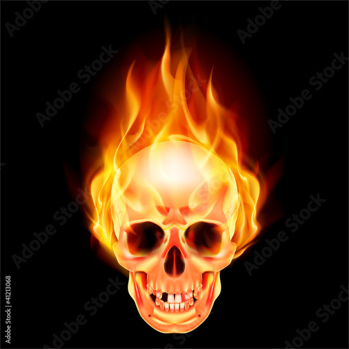 Scary skull on fire