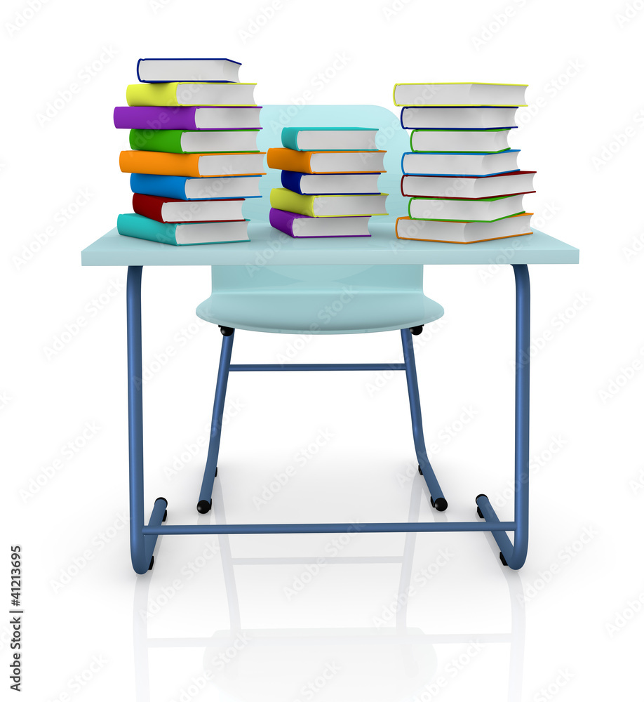 schooldesk with books schooldesk with books