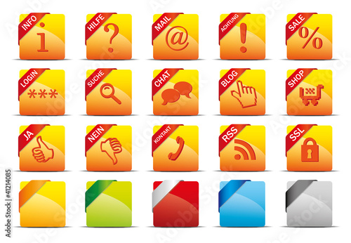 Button Set orange - Info Hilfe Mail Sale Login Suche Shop SSL