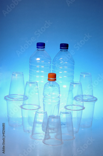 plastic of cup and bottle