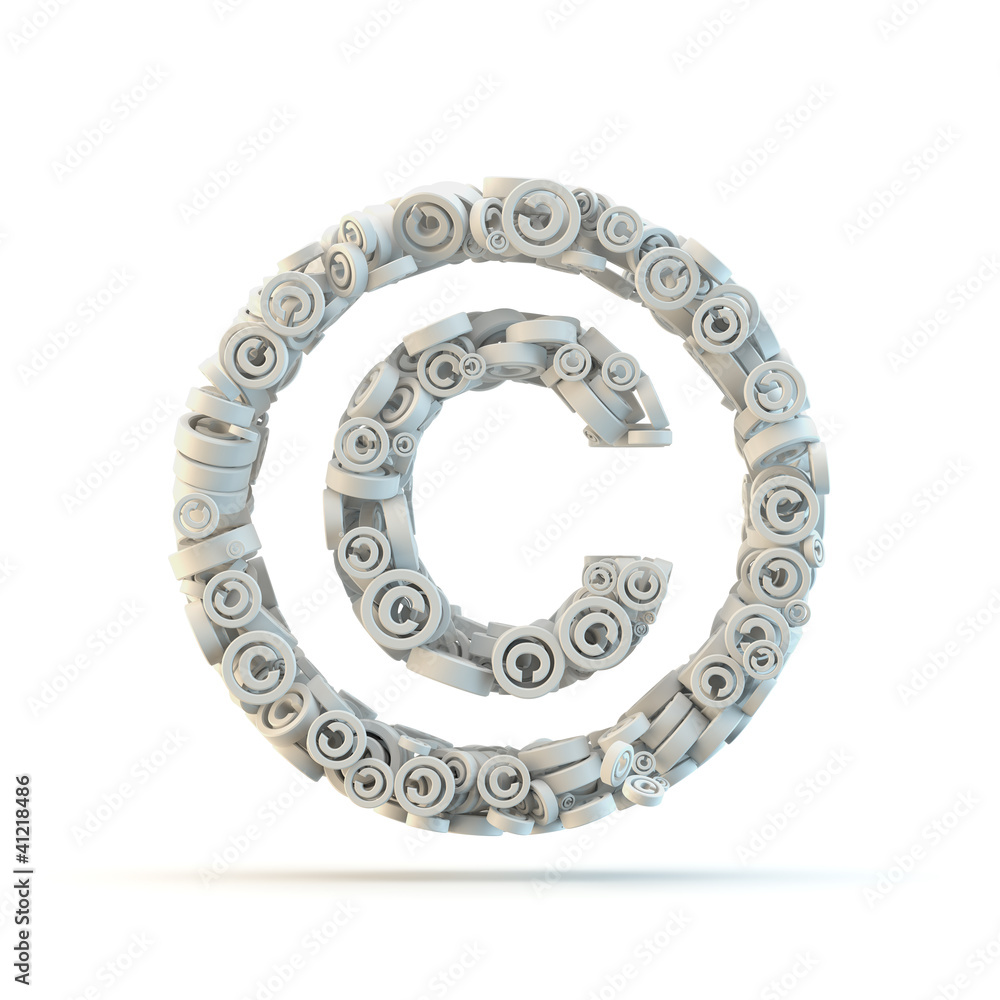 White copyright mark isolated on white. White copyright mark isolated on white.