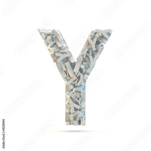 White uppercase letter Y isolated on white.