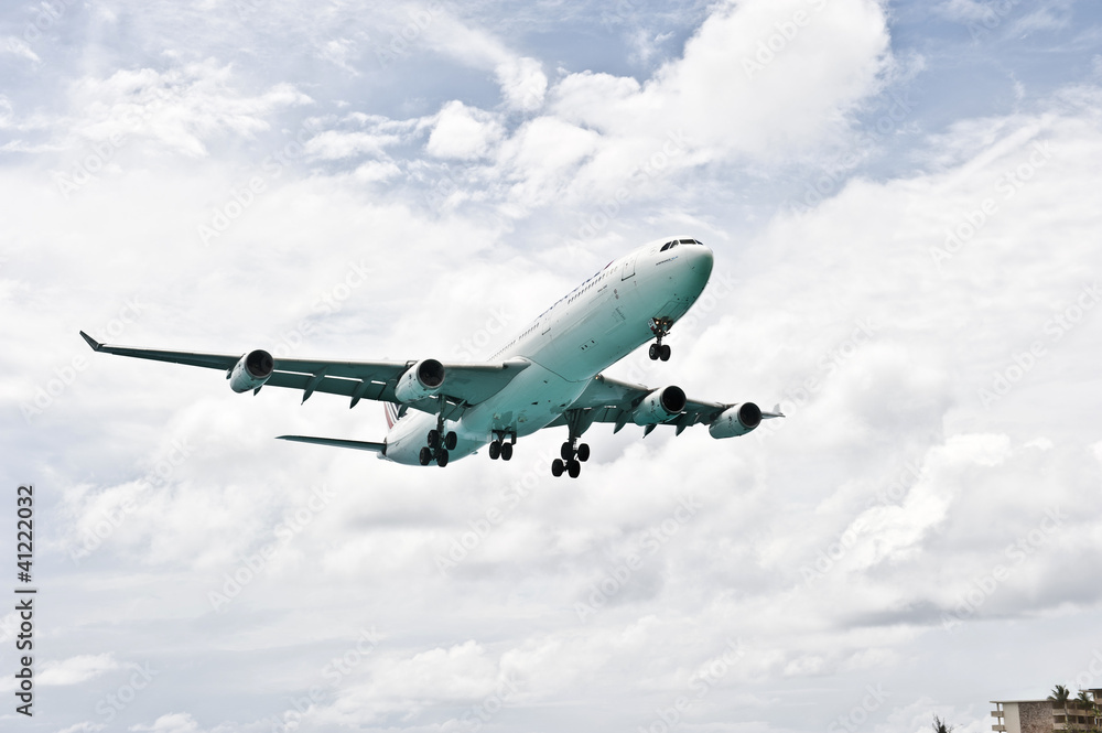 Obraz premium Airplane Cloudy Skies