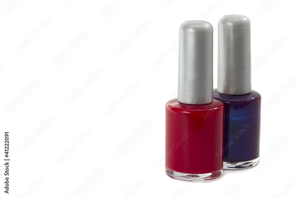 Bright nail polishes isolated on white background Bright nail polishes isolated on white background