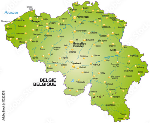 Übersichtskarte von Belgien mit Hauptstädten