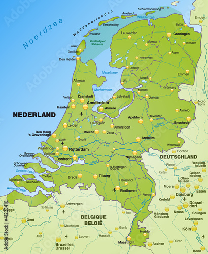 Übersichtskarte der Niederlande mit Nachbarländern