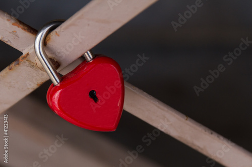 Red lock  in the shape of heart