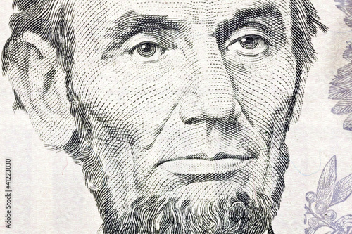 Honest Abe Lincoln Macro Close Up US Five Dollar Bill