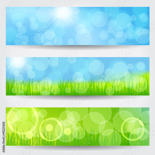 Beautiful soft bokeh nature banner set