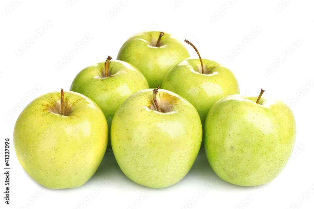 juicy green apples isolated on white juicy green apples isolated on white