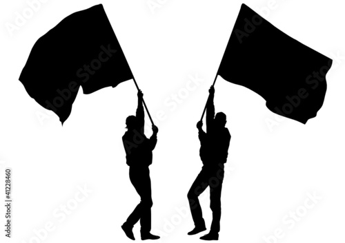 Two mans whit flag