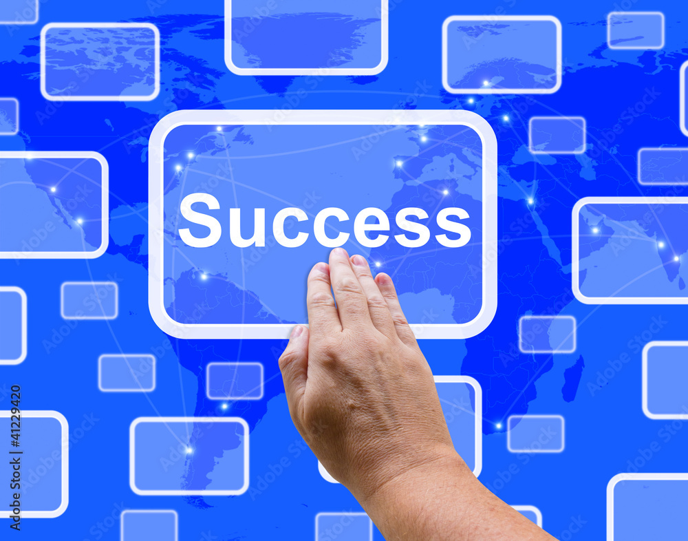 Success Button Being Pressed Showing Achievement And Determinati Success Button Being Pressed Showing Achievement And Determinati