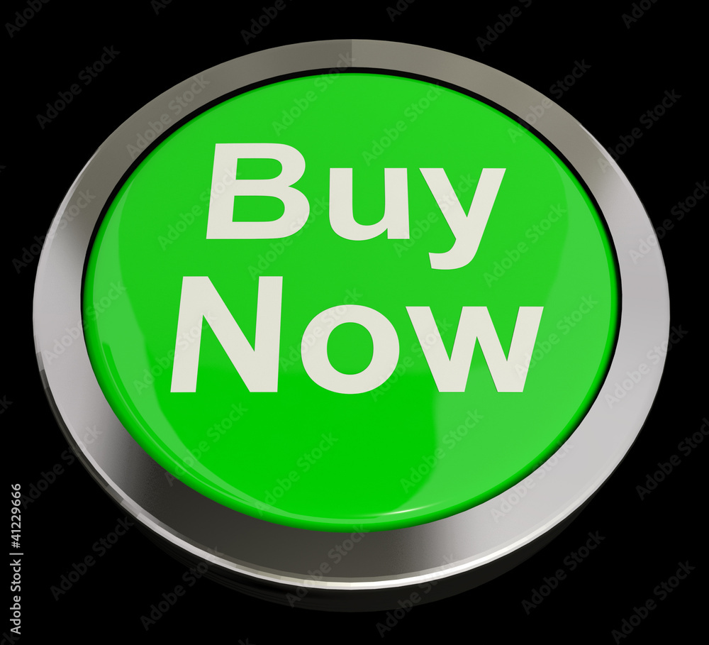 Buy Now Button In Green Showing Purchases And Online Shopping Buy Now Button In Green Showing Purchases And Online Shopping