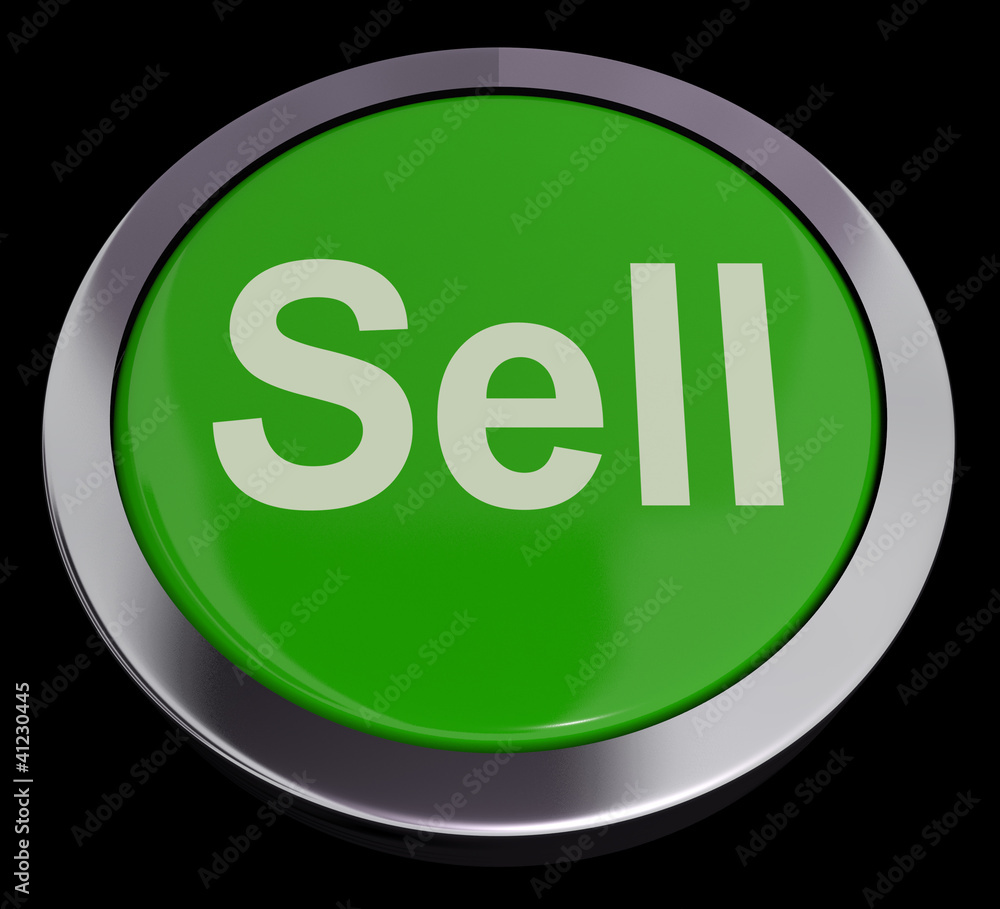 Sell Button In Green Showing Sales And Business Sell Button In Green Showing Sales And Business