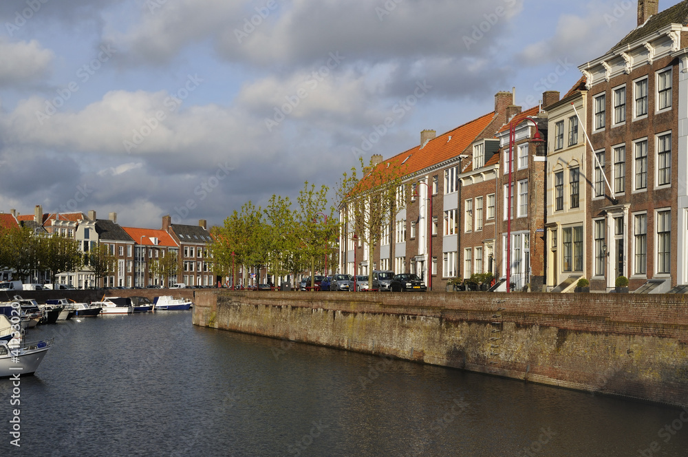Naklejka premium dam canal cityscape, middelburg
