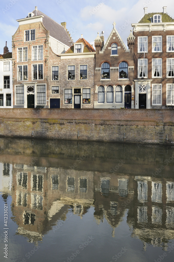 old houses and canal on dam, middelburg