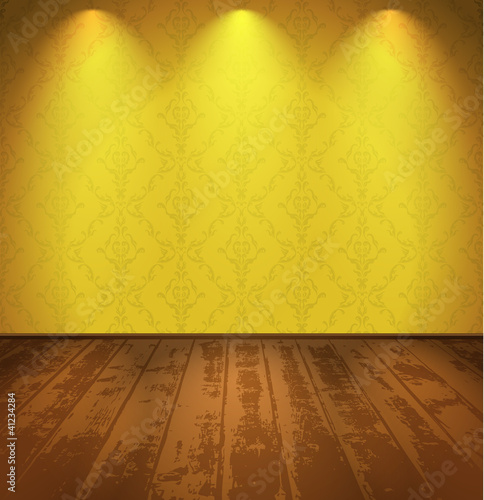 Lightened room with a wooden floor