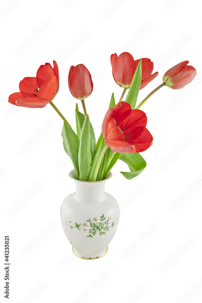 Red tulips in a vase Red tulips in a vase