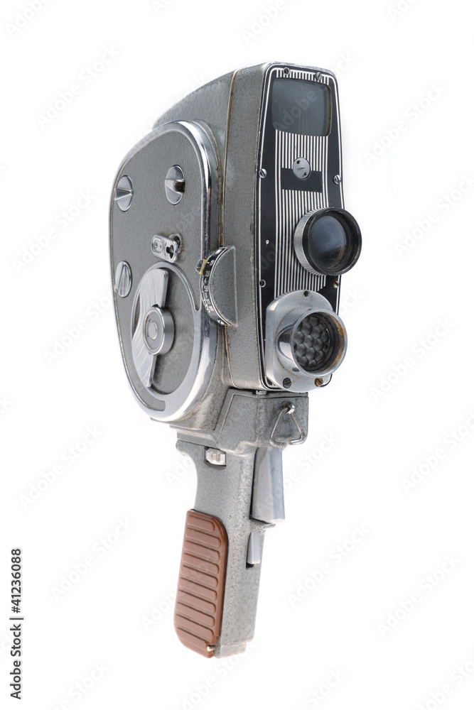 Naklejka premium The old camera on a white background