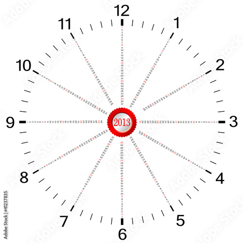 calendar for 2013 year in the form of clock three