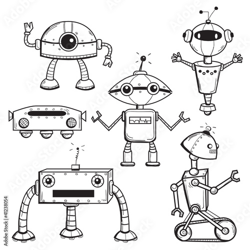 Robots collection, vector illustration