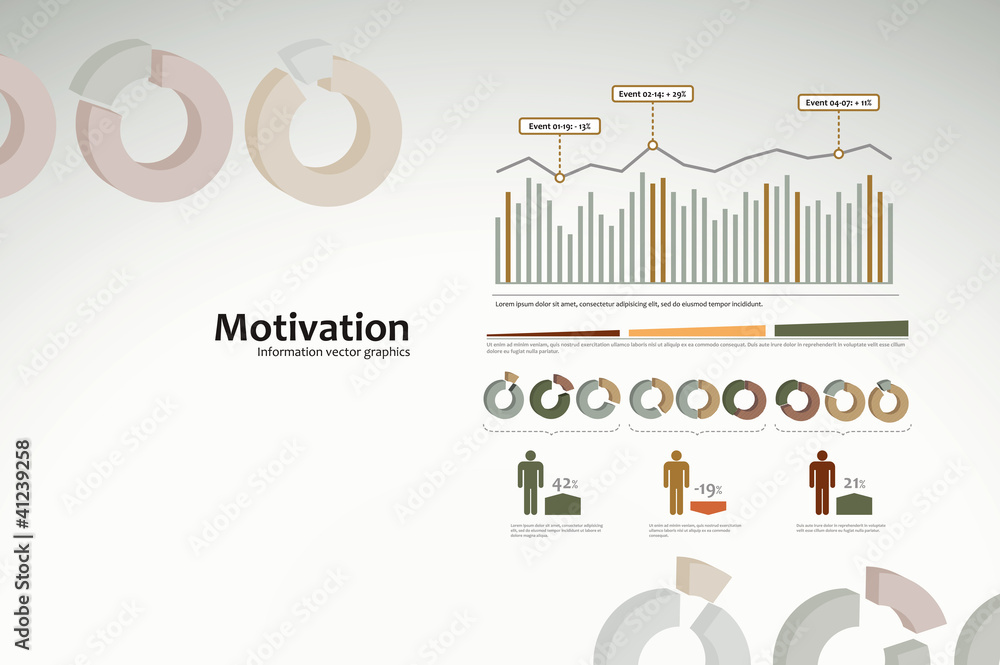 Obraz premium Motivation infographics with graphs and statistics for business