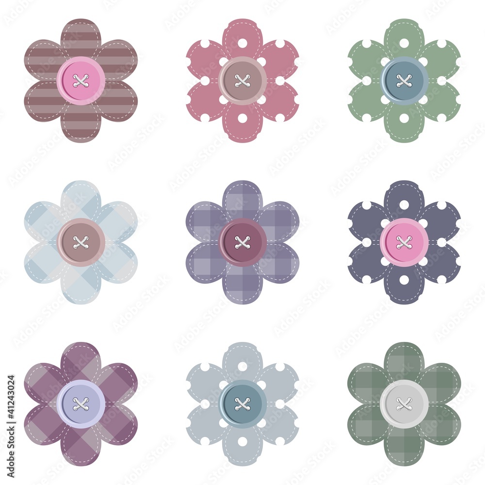 set with scrapbook flowers