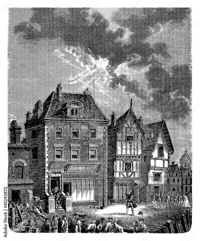 Obraz premium Lightning Rod- Paratonnerre. B.Franklin - 18th century