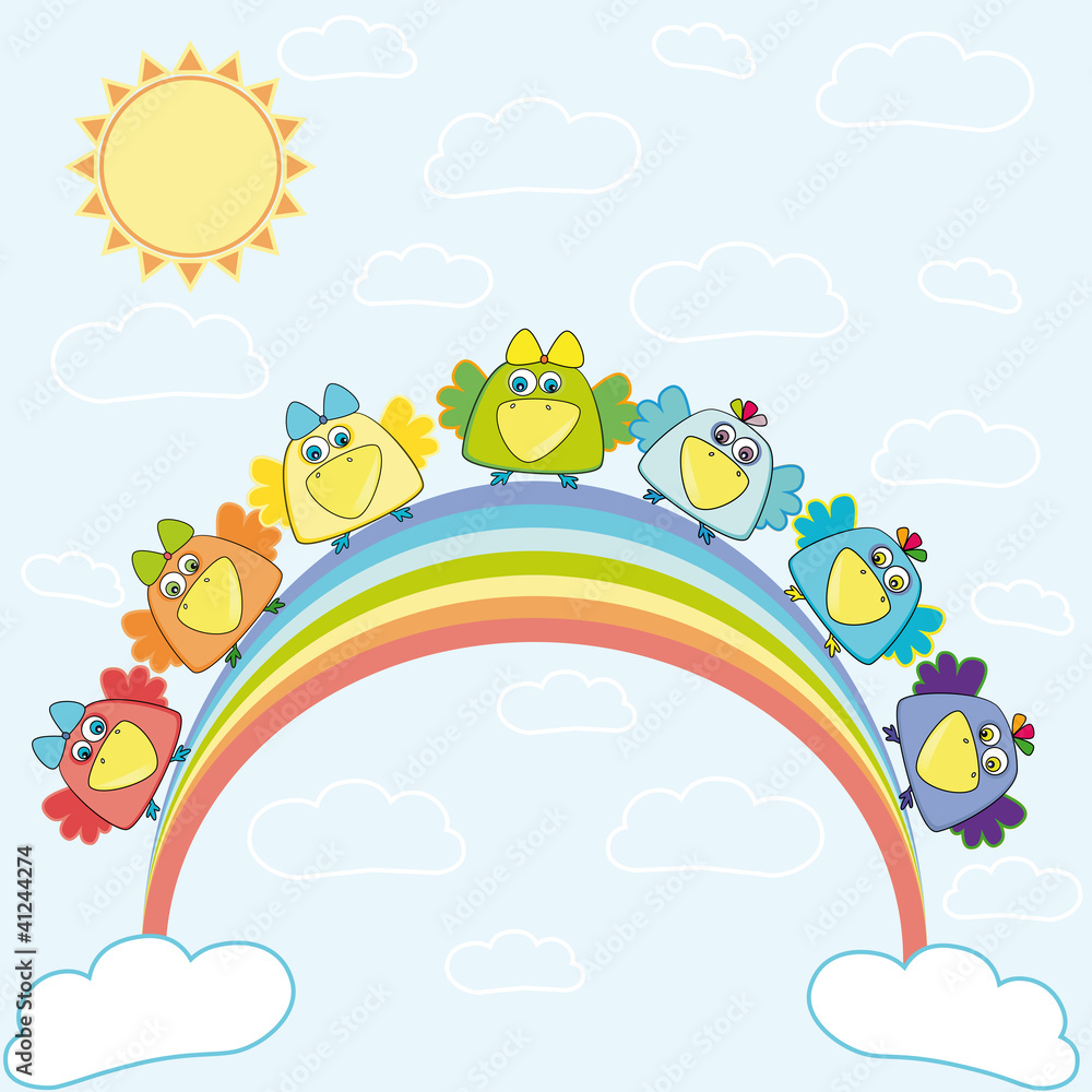 Rainbow with birds