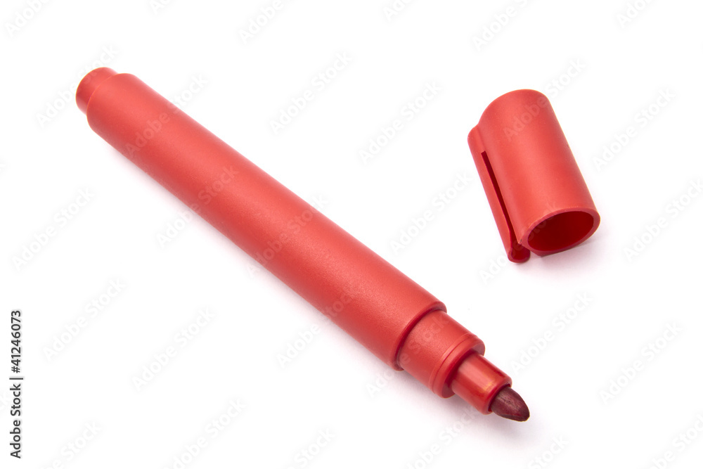 Red felt tip pen isolated on white background Red felt tip pen isolated on white background