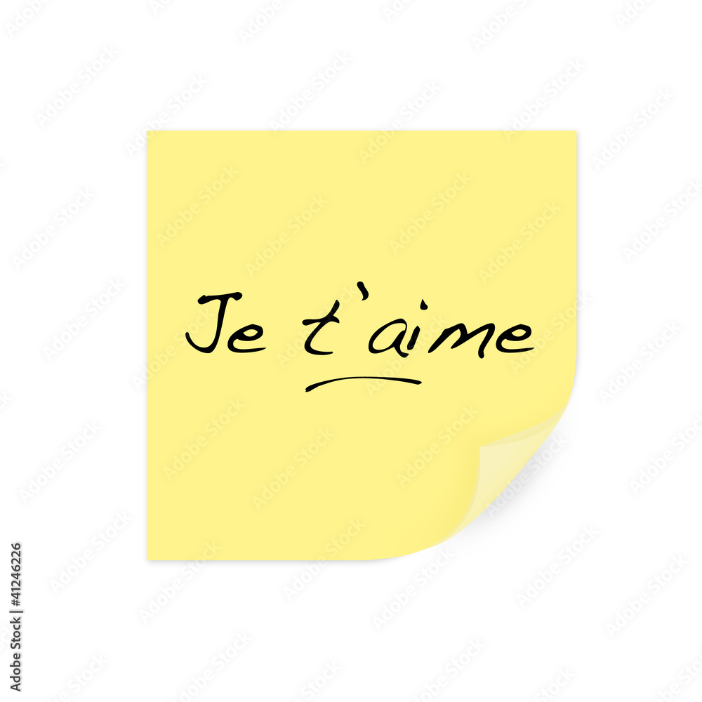 post-it - Je t'aime - romantisme Stock-Illustration | Adobe Stock