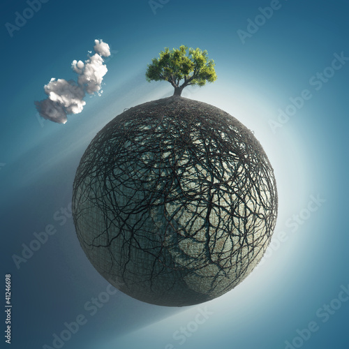 tree roots covering the planet