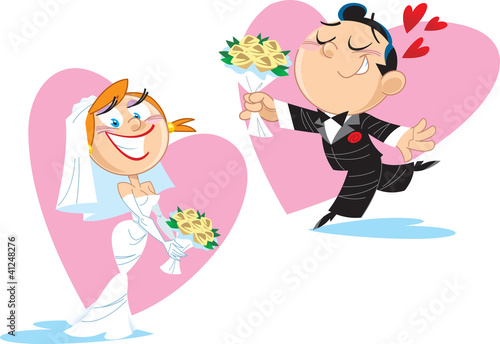 Funny bride and groom