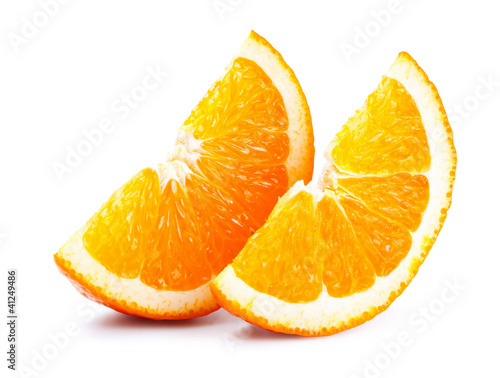 Fresh orange slices isolated on white
