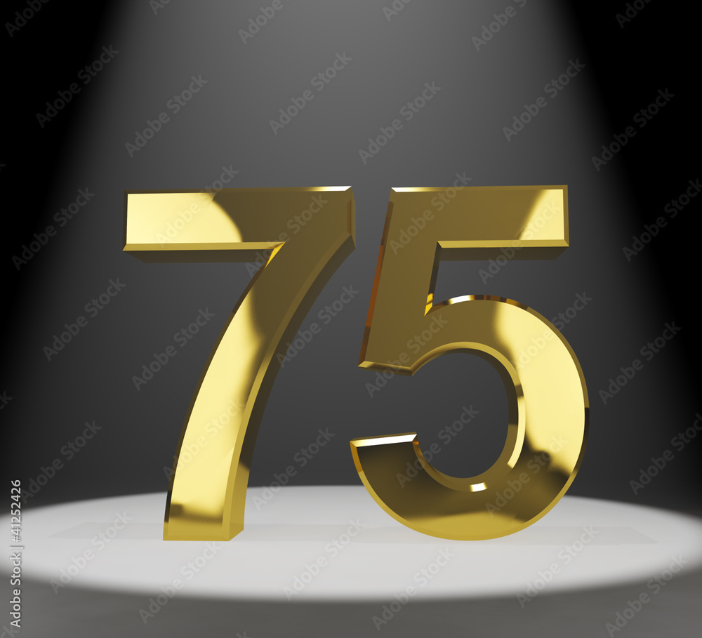 Gold 75th Or Seventy Five 3d Number Closeup Representing Anniver Gold 75th Or Seventy Five 3d Number Closeup Representing Anniver