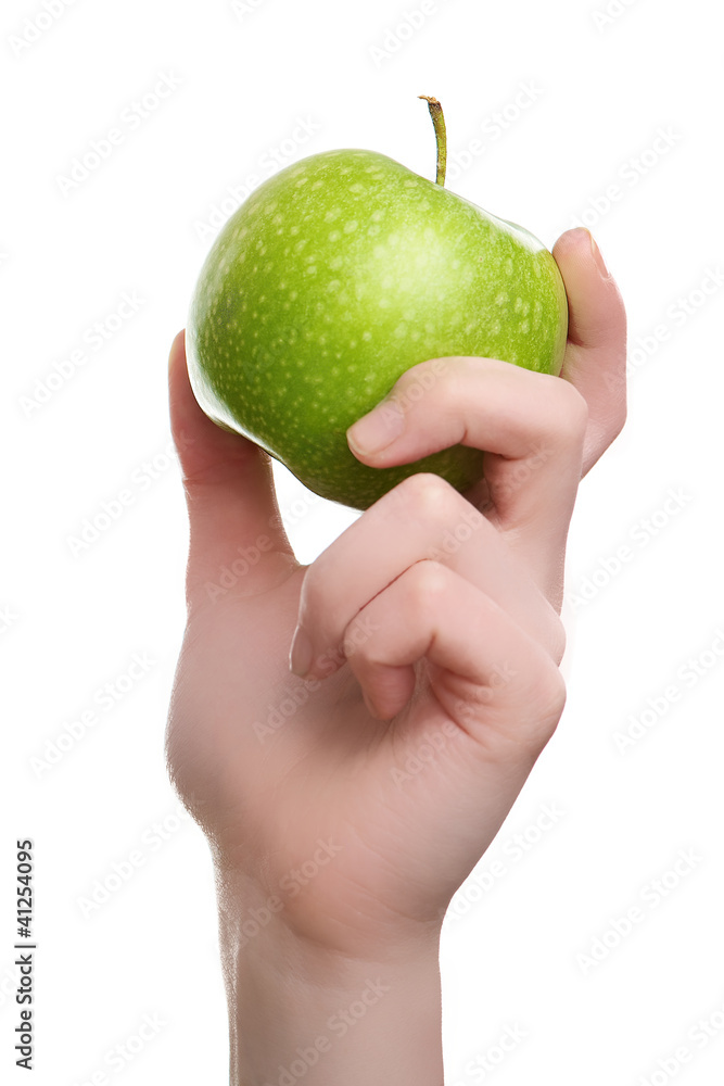 Naklejka premium Granny Smith Apple with Hand