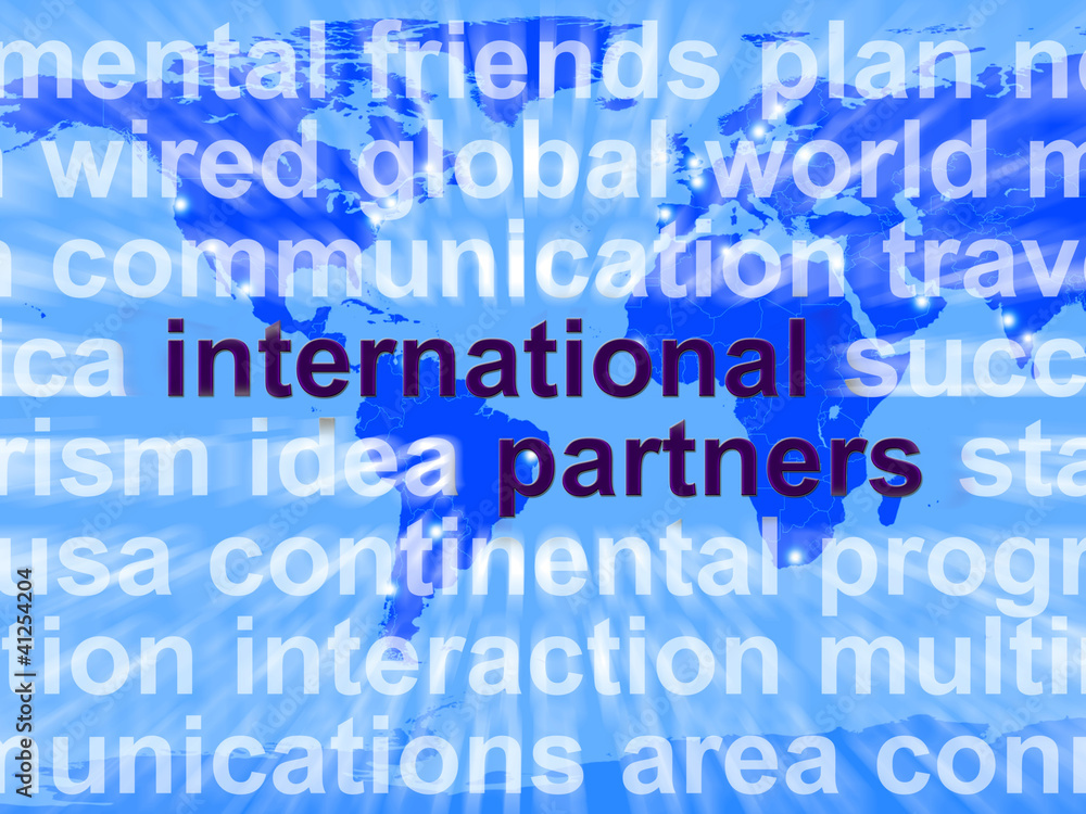International Partners Words On Map Showing Globalization And Gl International Partners Words On Map Showing Globalization And Gl
