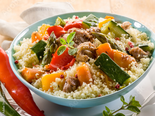 cous cous with meat  and vegetables