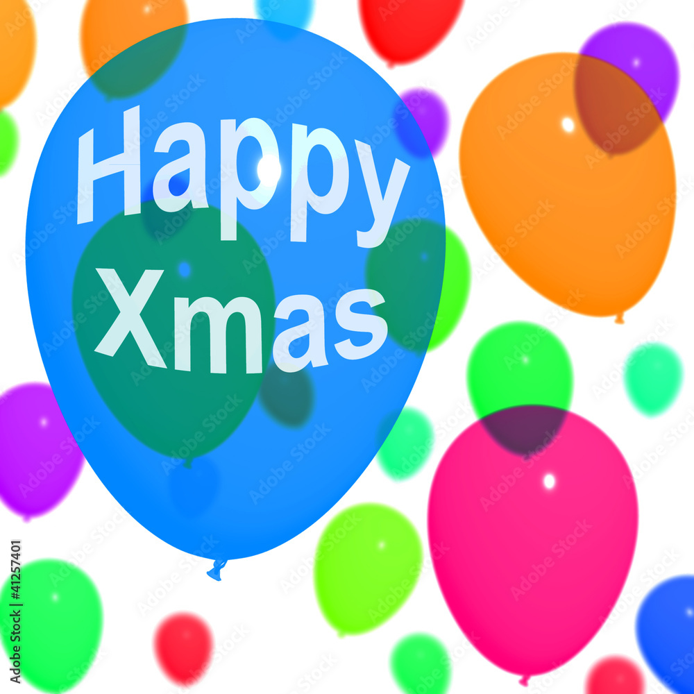 Balloons In The Sky With Happy Xmas Balloons In The Sky With Happy Xmas