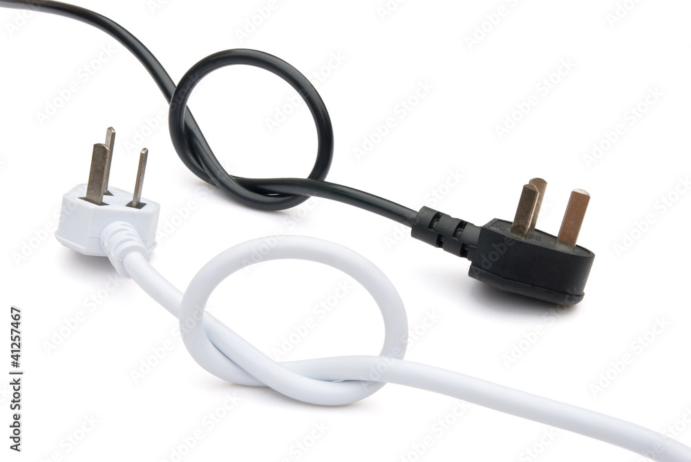 black and white cable with clipping-path black and white cable with clipping-path